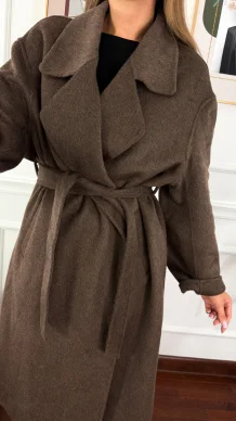 Wełniany płaszcz Eva czekoladowa