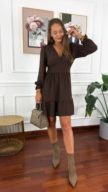 Wiskozowa sukienka Gulia czekoladowa