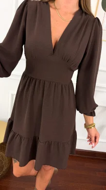 Wiskozowa sukienka Gulia czekoladowa