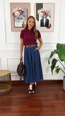 Wiskozowy sweter Ceris burgundowy