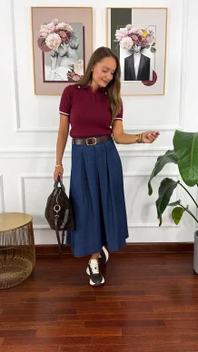 Wiskozowy sweter Ceris burgundowy