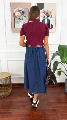 Wiskozowy sweter Ceris burgundowy