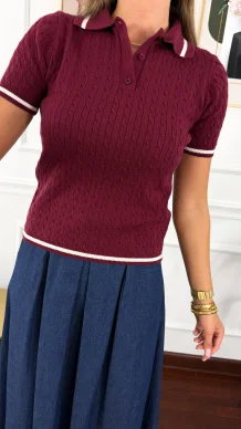 Wiskozowy sweter Ceris burgundowy