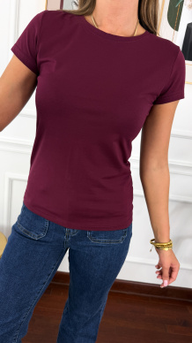 Bawełniany T-shirt Luna burgundowy