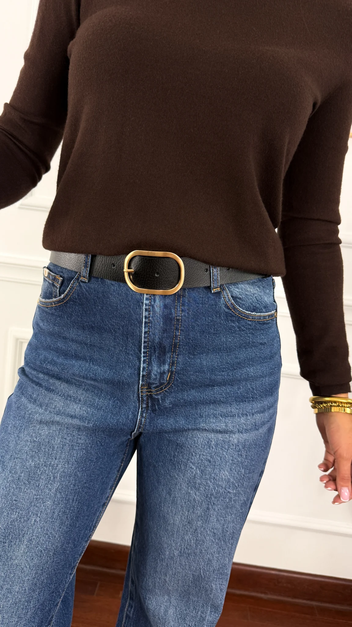 Skórzany pasek Givra czarny