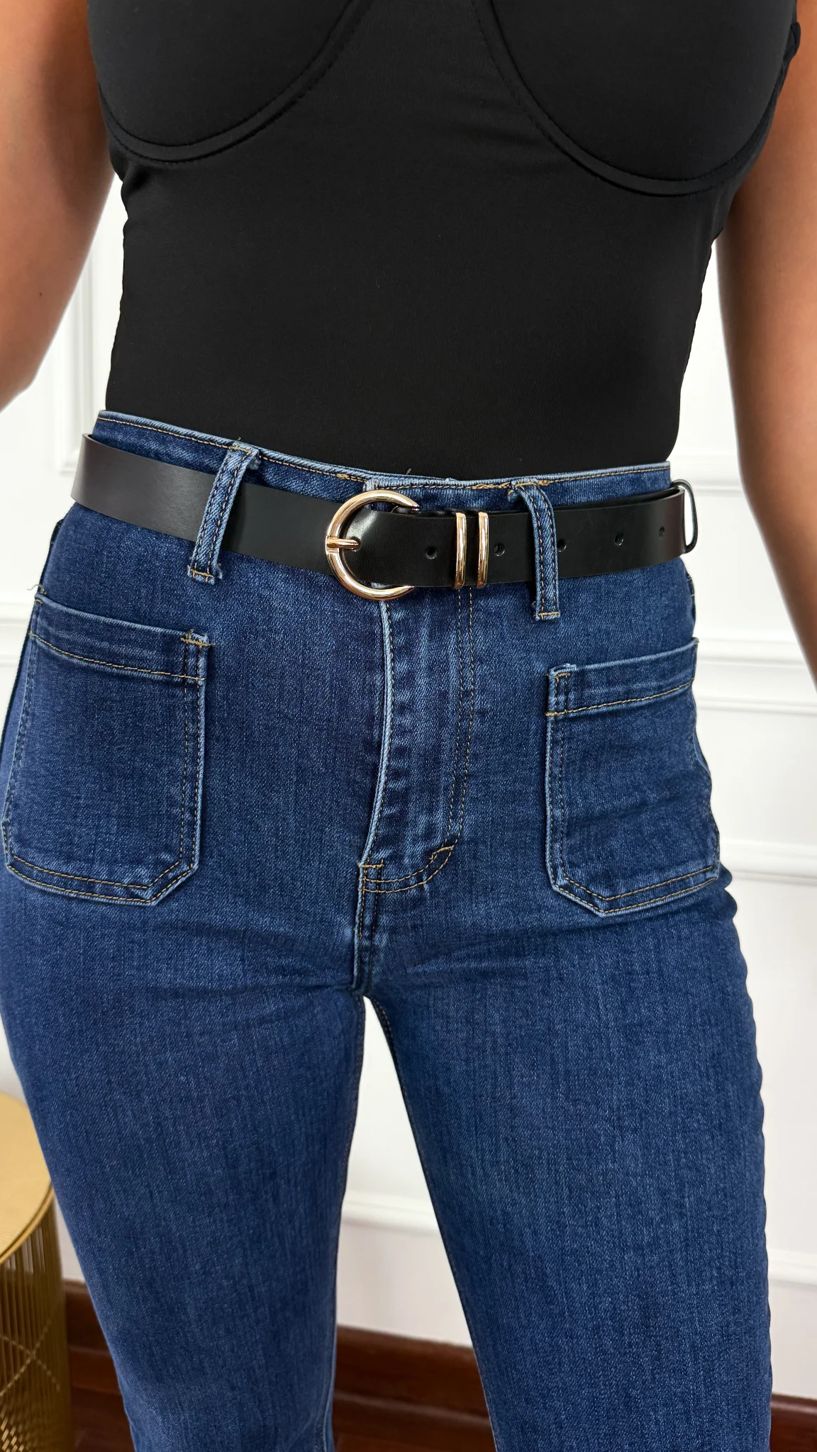 Skórzany pasek Viren czarny