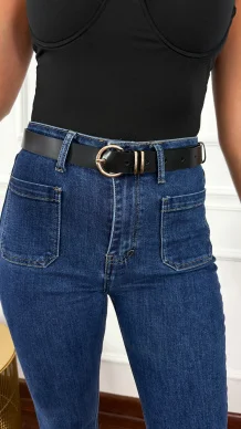 Skórzany pasek Viren czarny