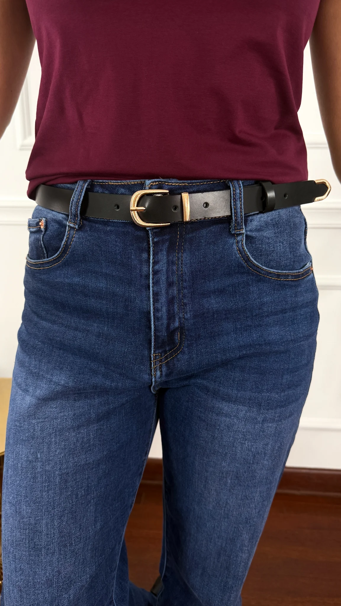 Skórzany pasek Beryn czarny