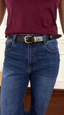 Skórzany pasek Beryn czarny