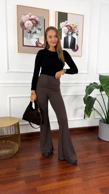 Spodnie dzwony Harel czekoladowe