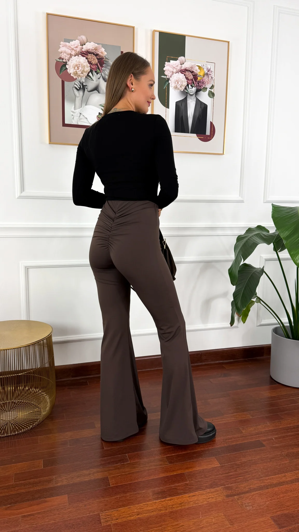 Spodnie dzwony Harel czekoladowe