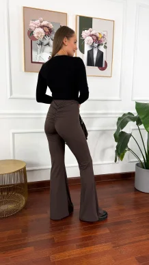 Spodnie dzwony Harel czekoladowe