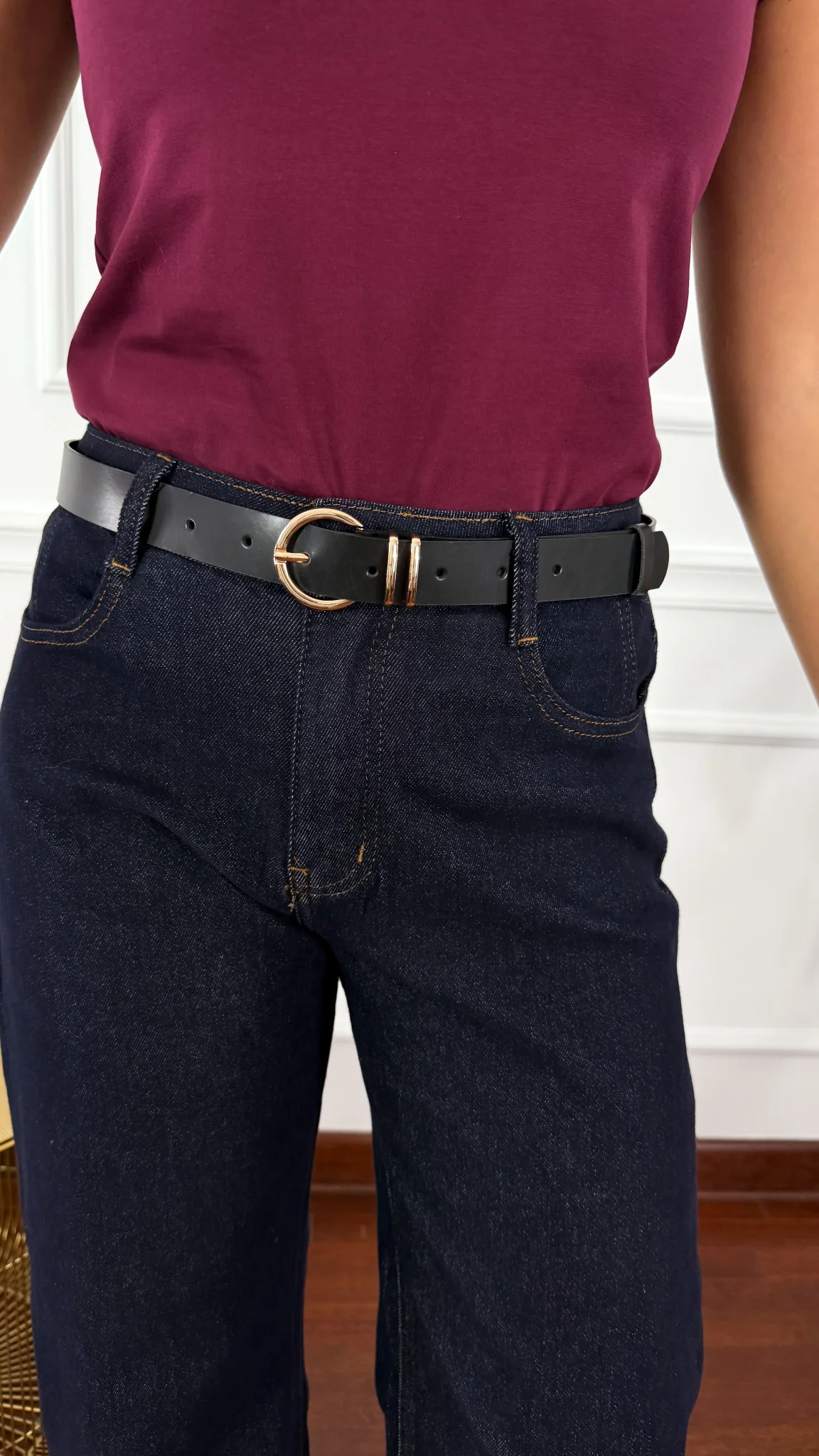 Skórzany pasek Viren czarny