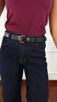 Skórzany pasek Viren czarny