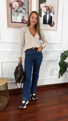 Wiskozowy kardigan Cirel beżowy