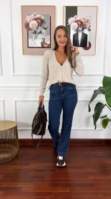 Wiskozowy kardigan Cirel beżowy