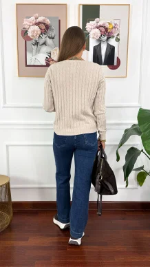 Wiskozowy kardigan Cirel beżowy