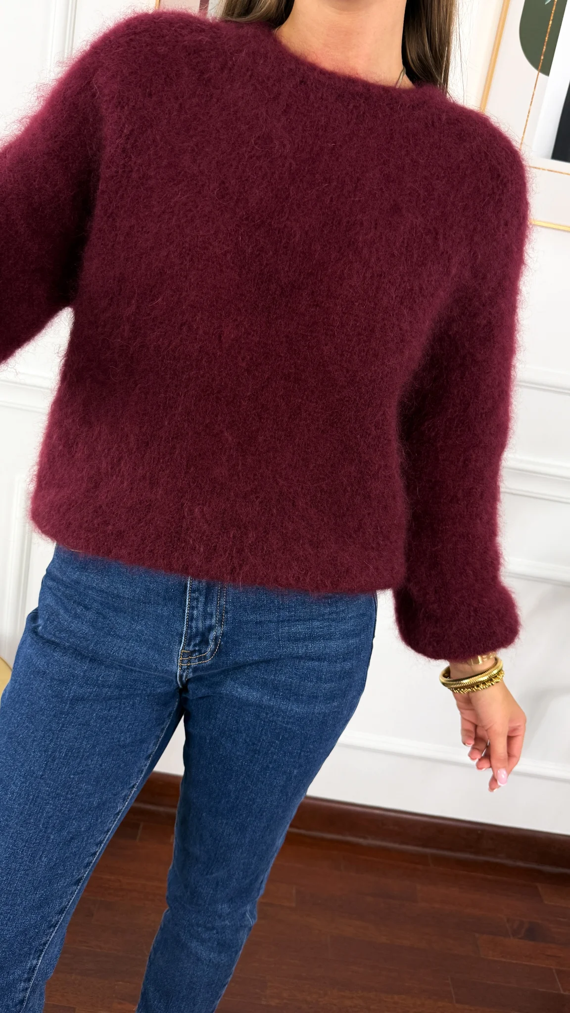 Moherowy sweter Elsa burgunowy