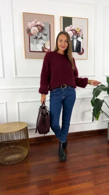 Moherowy sweter Elsa burgunowy