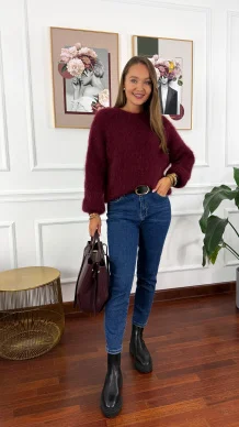 Moherowy sweter Elsa burgunowy