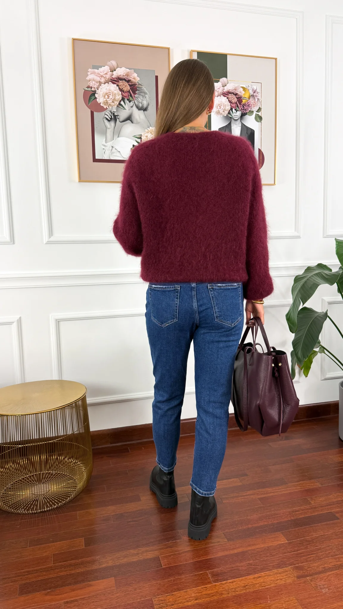 Moherowy sweter Elsa burgunowy