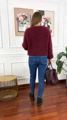 Moherowy sweter Elsa burgunowy