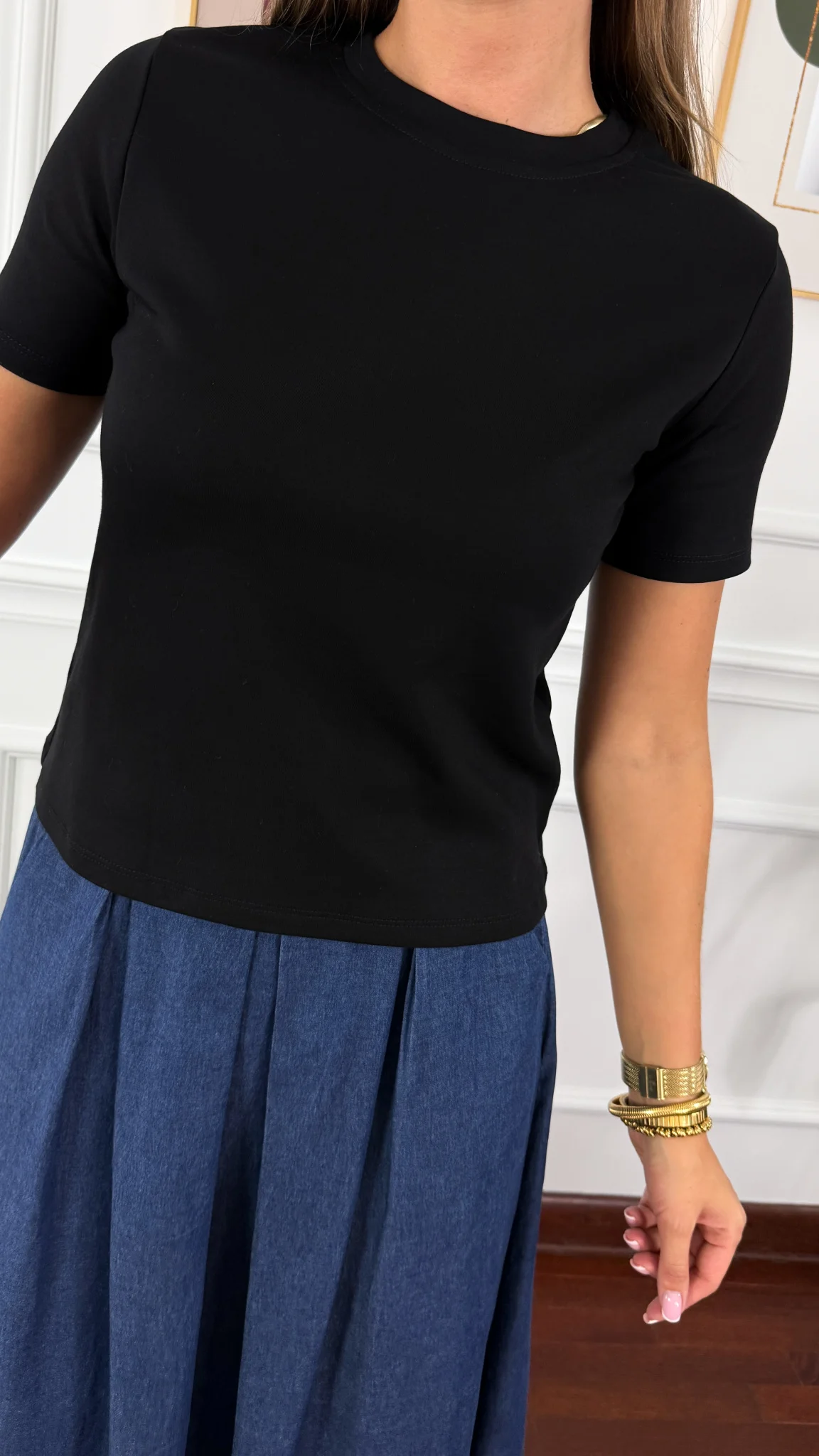 Bawełniany T-shirt Olivia czarny