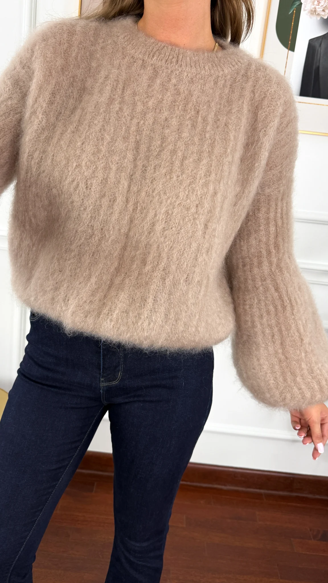 Moherowy sweter Maja beżowy