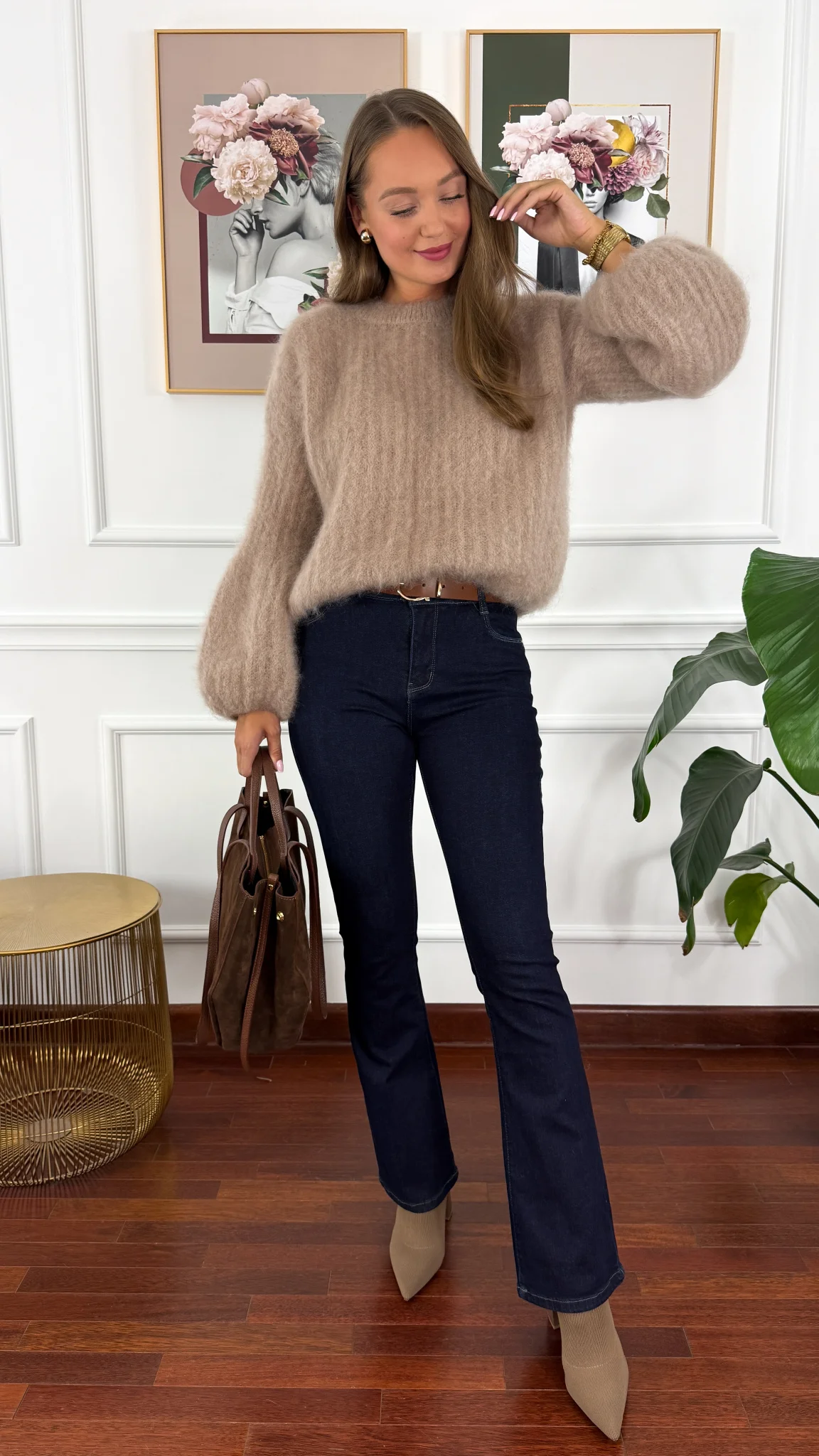 Moherowy sweter Maja beżowy