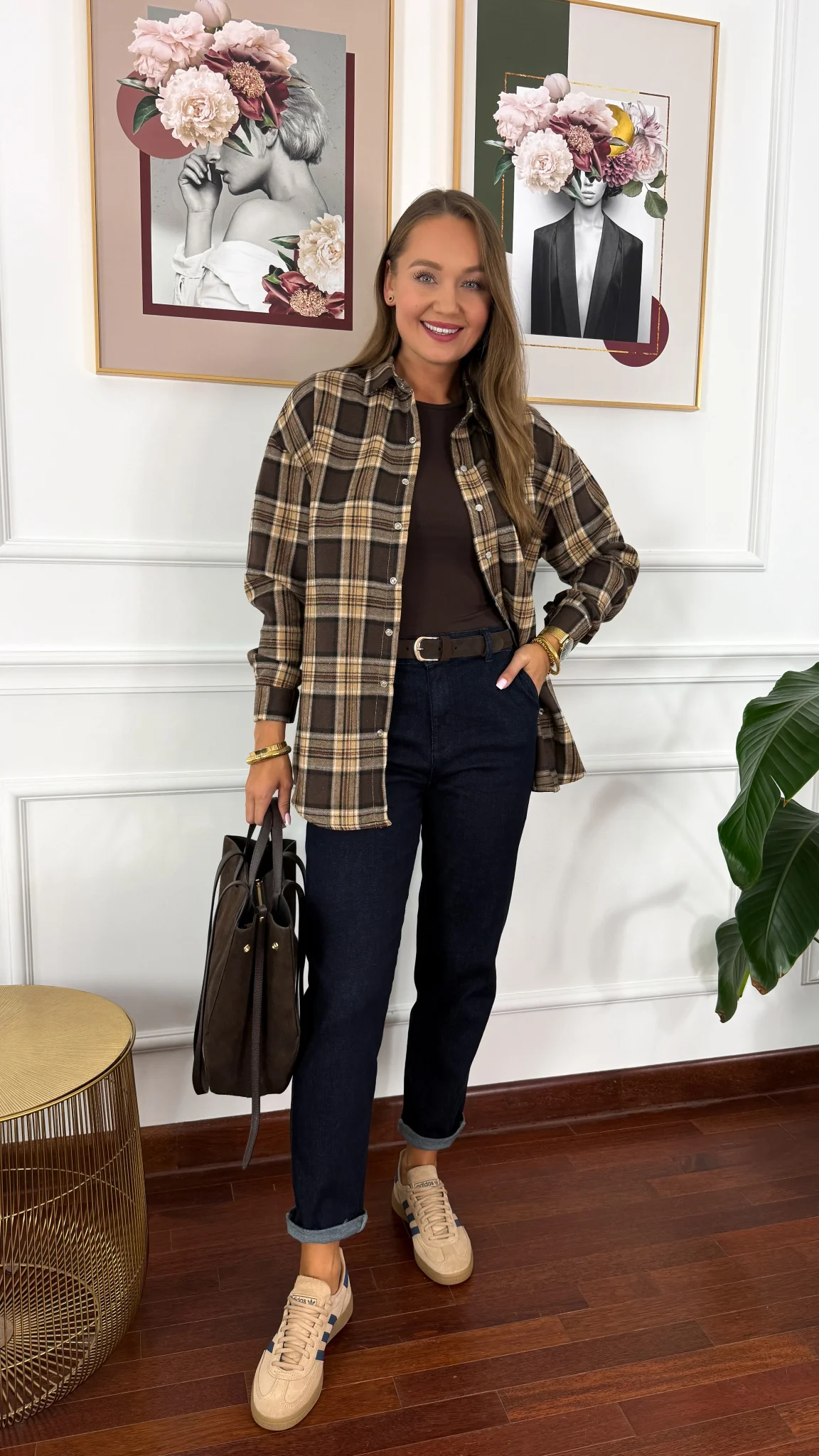 Bawełniana koszula Jade brązowa krata