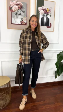 Bawełniana koszula Jade brązowa krata