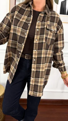 Bawełniana koszula Jade brązowa krata