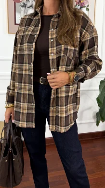 Bawełniana koszula Jade brązowa krata