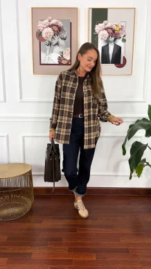 Bawełniana koszula Jade brązowa krata