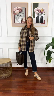 Bawełniana koszula Jade brązowa krata