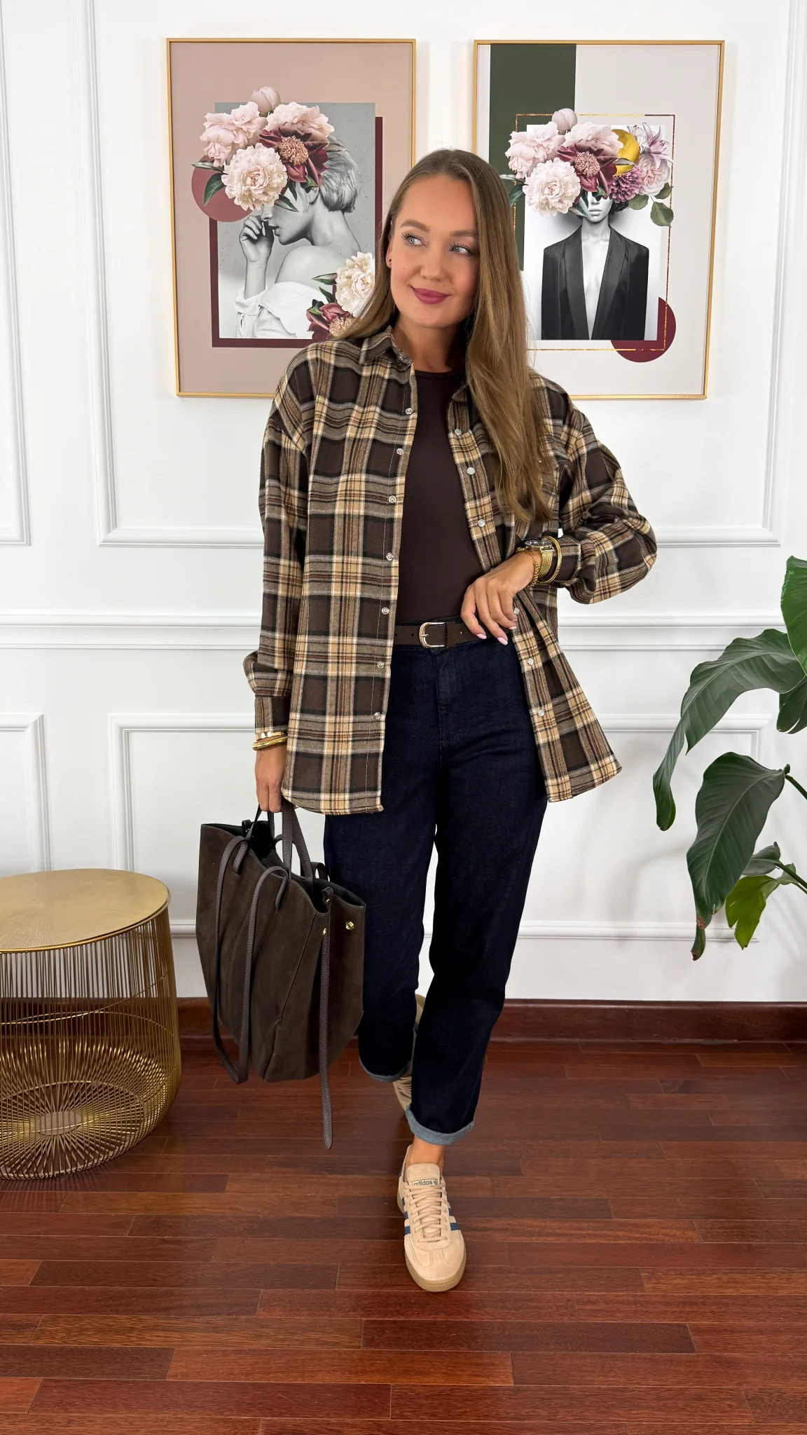 Bawełniana koszula Jade brązowa krata