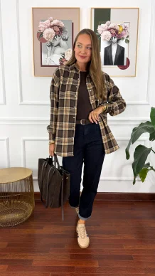 Bawełniana koszula Jade brązowa krata