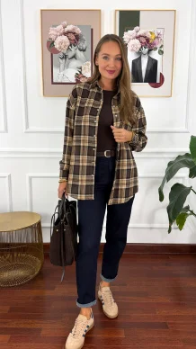 Bawełniana koszula Jade brązowa krata