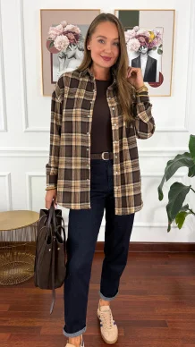 Bawełniana koszula Jade brązowa krata