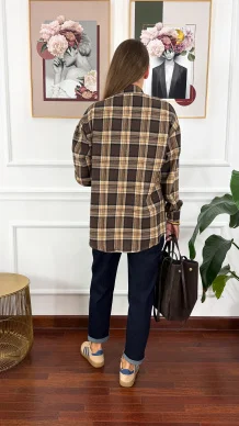 Bawełniana koszula Jade brązowa krata