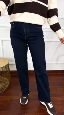 Spodnie straight-leg Rita ciemny denim