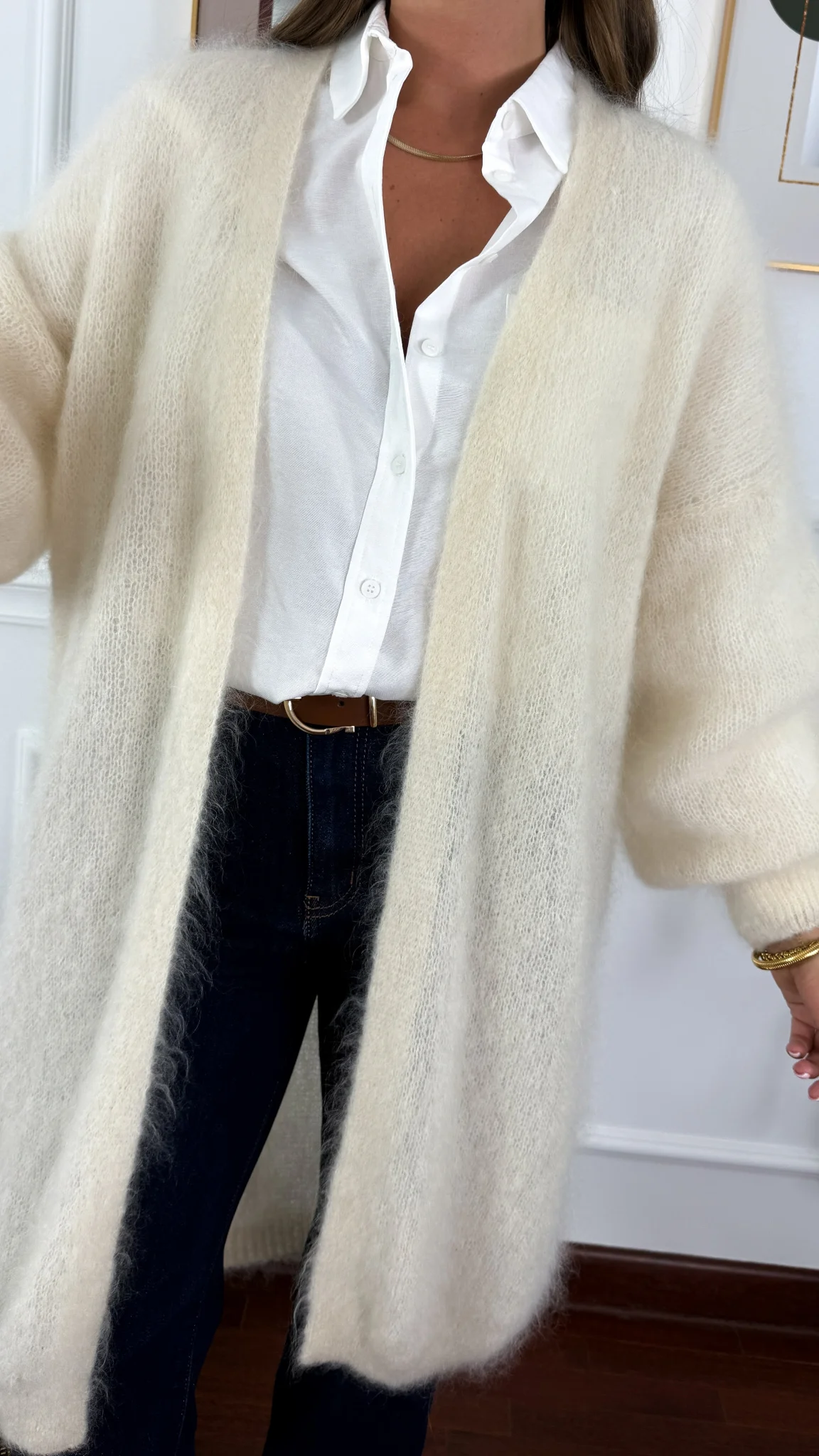 Moherowy kardigan Sari ecru