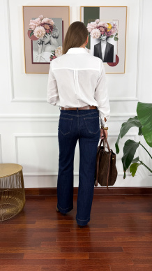 Spodnie wide-leg Freja ciemny denim