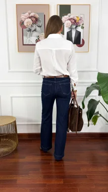 Spodnie wide-leg Freja ciemny denim