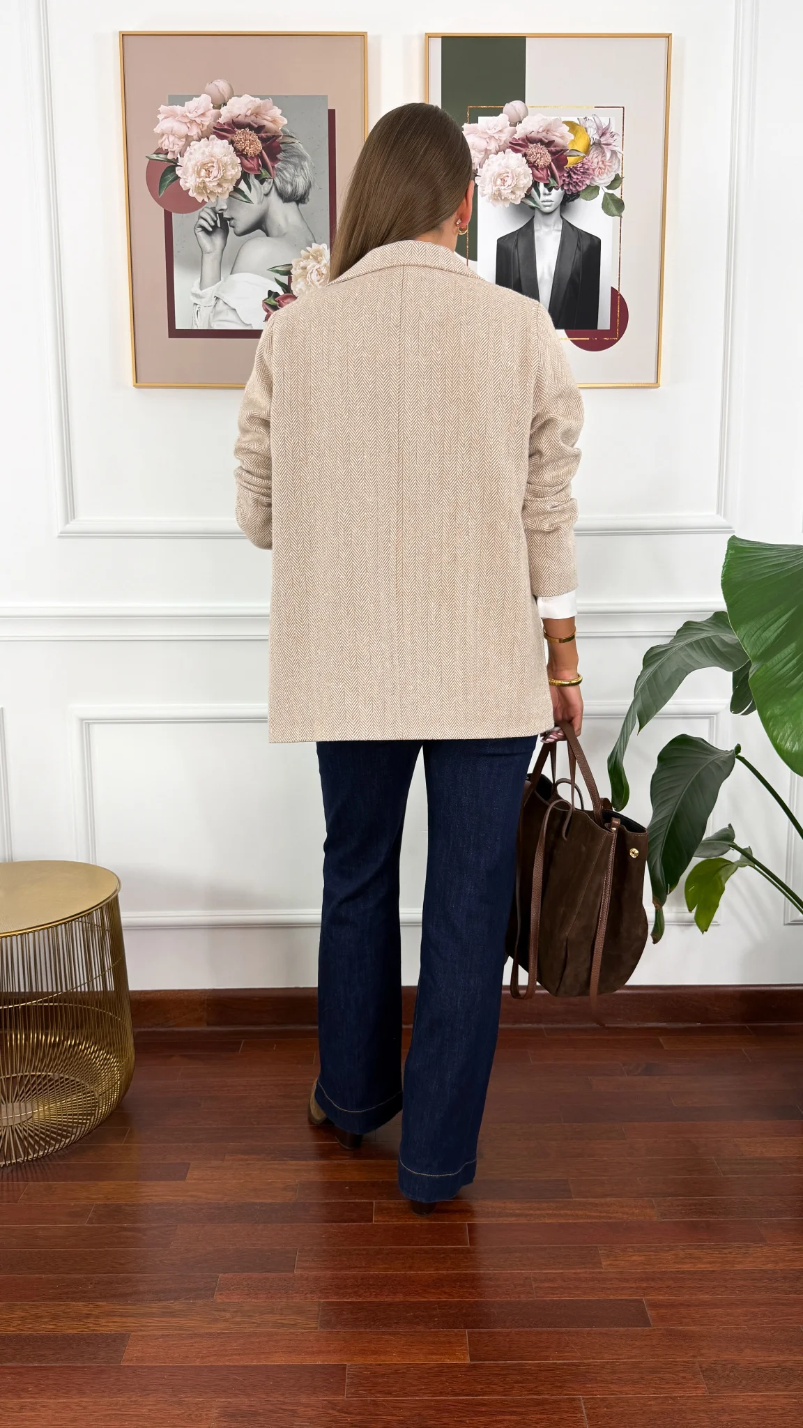 Kaszmirowa marynarka Amelia camelowa jodełka