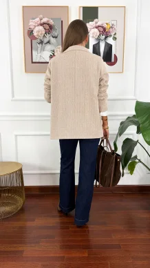 Kaszmirowa marynarka Amelia camelowa jodełka