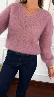 Moherowy sweter Lily różowy