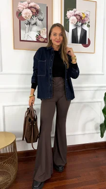 Bawełniana koszula Carla ciemny denim