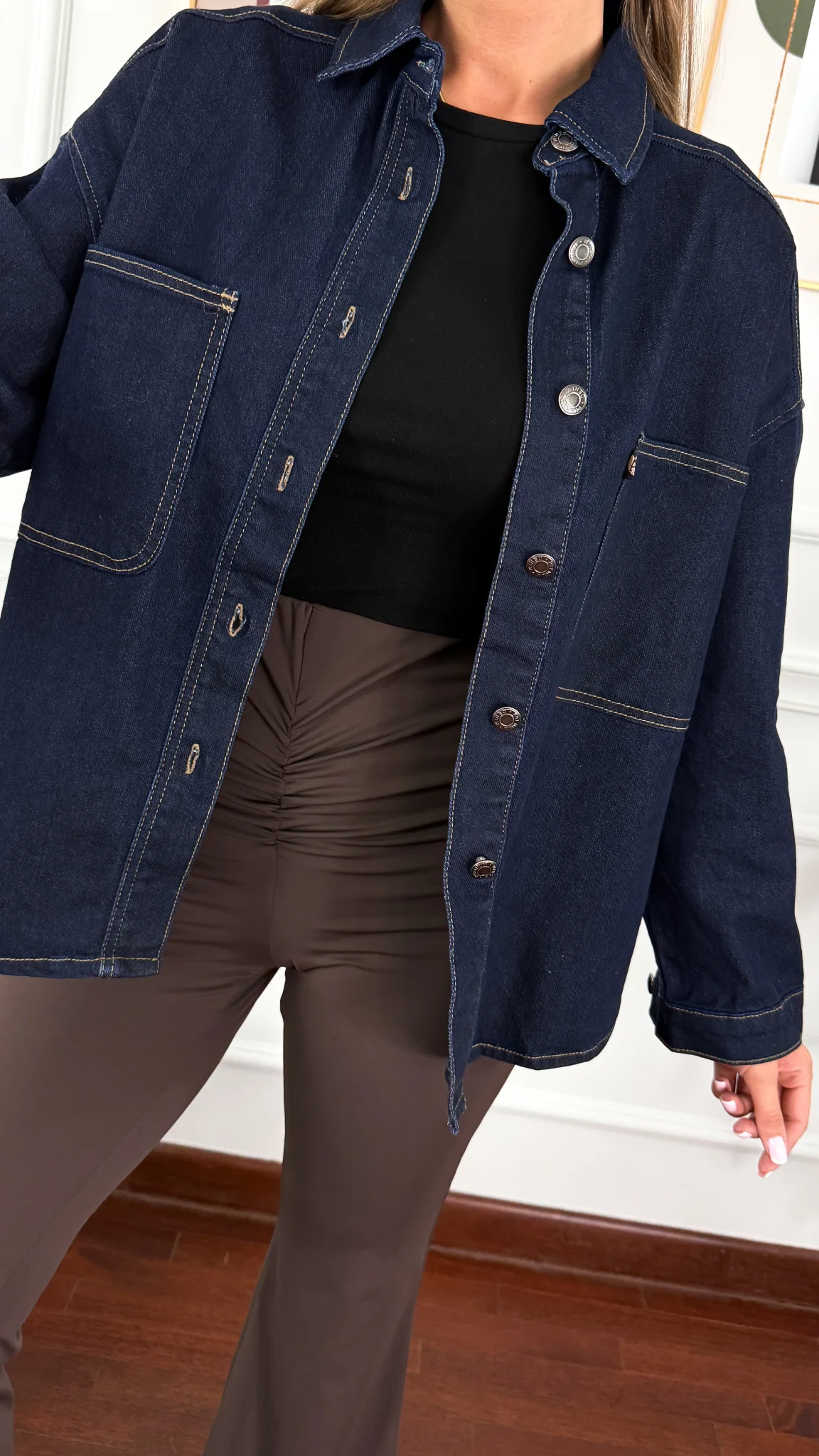 Bawełniana koszula Carla ciemny denim