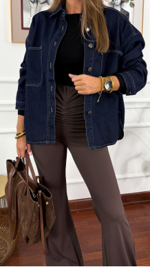 Bawełniana koszula Carla ciemny denim